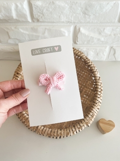 Mini Laço Tricot Rosa Candy