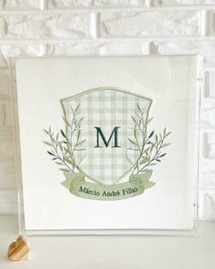 Quadro Maternidade Acrílico Márcio André (Monograma Bordado)