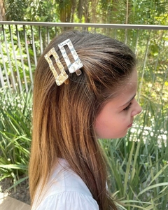 Hair Clips Orgânico Retangular Prata