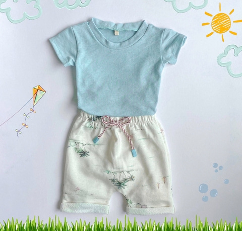Conjunto Saruel Moletom de Linho Azul céu