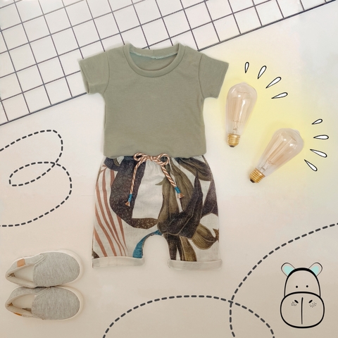 Conjunto Short Saruel de Linho e T-shirt