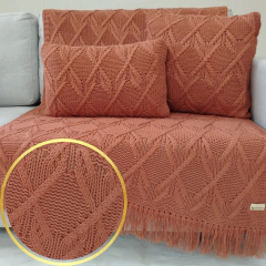 KIT MANTA TRICOT LUNA 90x150cm + 1 CAPA 45X45cm E 1 CAPA 30X50 - Usufruto Home Decor 