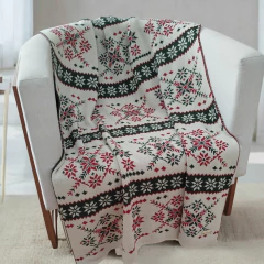 Manta Natalina Tricô Flocos de Neve Decorativa Natal Sofá F2 - Usufruto Home Decor 