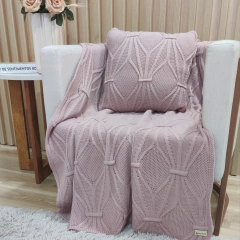 KIT MANTA SOFA TRICOT BRENDA 150X90cm + 2 CAPAS DE ALMOFADA