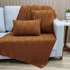 KIT MANTA SOFA TRICOT IRIS 150X90cm + 2 CAPA DE ALMOFADA na internet