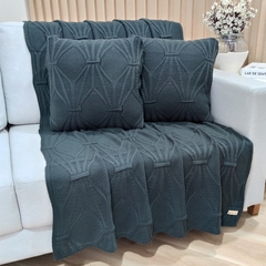 KIT MANTA SOFA TRICOT BRENDA 150X90cm + 2 CAPAS DE ALMOFADA - Usufruto Home Decor 