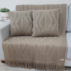 KIT MANTA SOFA TRICOT HELENA 150X90cm + 2 CAPAS DE ALMOFADA - Usufruto Home Decor 