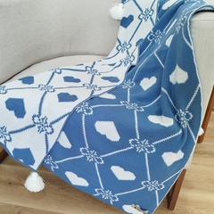 Imagem do Manta Infantil Tricô Pompom Coração 120x95cm