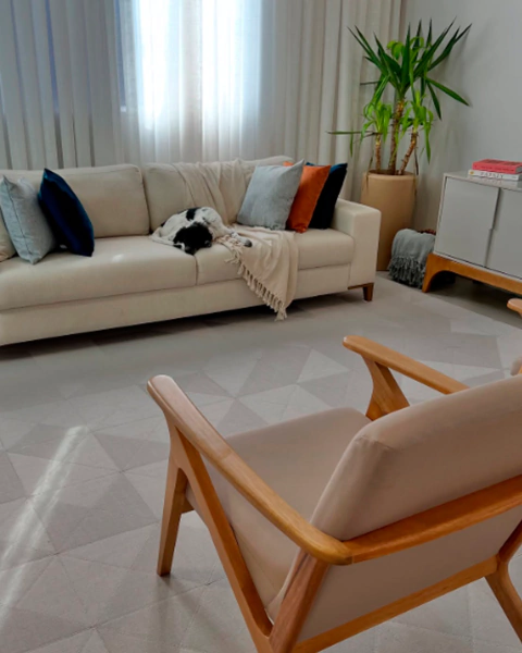 Tapete OUTLET | 1,90 m x 2,80 m | Linho Cairo | Prata | Coleção Triângulos - comprar online