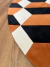 Tapete 3D | Redondo | Veludo Off-White, Preto e Terracota