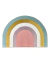 Tapete infantil em formato de arco-íris com cores verde claro, ouro, off-white, nude rosado e rosé gold, São José.