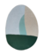 Tapete em nylon com formato oval, nas cores bege, menta, prata e verde escuro.