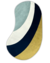 Tapete Kurve® com bordas orgânicas nas cores ouro, azul marinho, off-white e verde claro, Tapetes São José