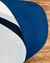 Tapete com bordas orgânicas em tecido nas cores azul claro, azul marinho, azul escuro, gelo e off-white, Tapetes São José