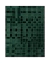 Tapete artesanal em Fitas verde em veludo, medindo 1,97 m x 2,55 m, com padrão geométrico de quadrados em diferentes tons de verde, Tapetes São José