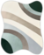 Tapete Kurve® com bordas orgânicas em cores verde, verde claro, granito, taupe, bege gold e off-white.