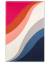 Tapete com design ondulado nas cores magenta, terracota, salmão, natural, cinza, azul e marinho.