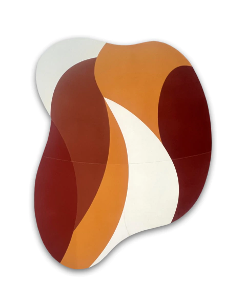 Tapete orgânico para sala com design exclusivo em veludo nas cores off-white, vinho e laranja