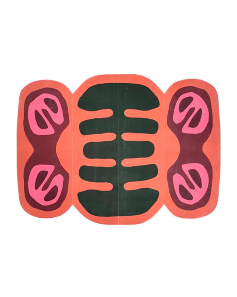 Tapete OUTLET | 3,00 x 4,10 m | Bouclé Capri | Efeito Estonado | Rosa, Bordô, Laranja e Verde | Borboleta