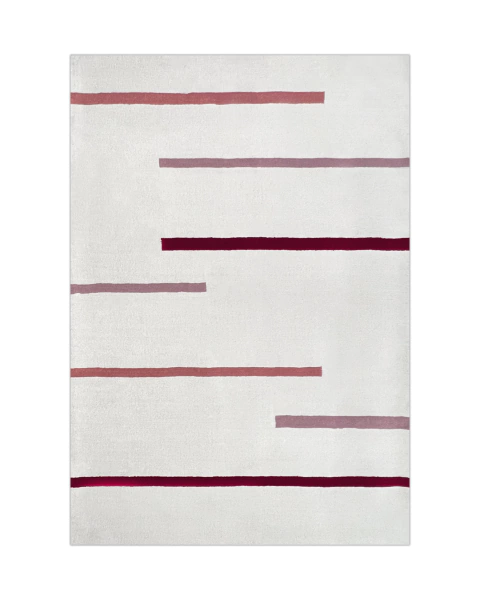 Tapete com listras horizontais em off-white, rosé, bordô e nude feito de nylon.