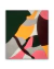 Tapete retangular com design abstrato em cores verde escuro, amarelo, rosa, cinza e marrom