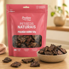 Petisco para cães mordedores desidratados pulmão suíno