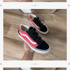 VANS OLD SKOOL VELCRO PRETO E VERMELHO - comprar online