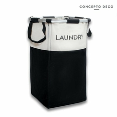 CESTO LAUN CUAD NEGRO Y BEIGE 60X34CM - comprar online
