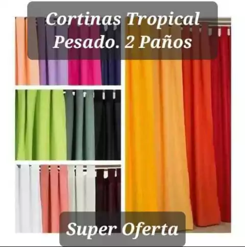 Cortina Tropical Pesado 2 Paños Super Oferta
