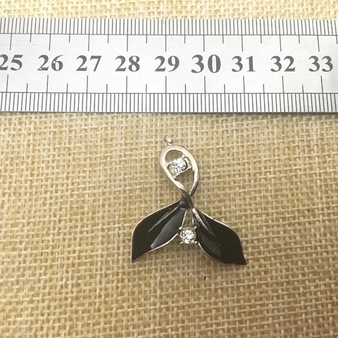 Dije Esmaltado con Strass Hoja Doble con 2 strass (1 unidad) - comprar online