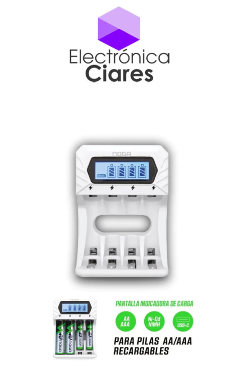 cargador de pilas USB TIPO C con indicador de carga NG-6000C