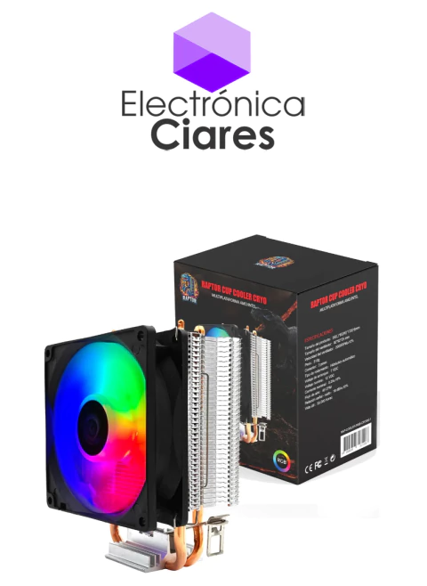 cooler para procesador CPU Raptor Cryo RGB Potencia Max 95W para AMD/Intel