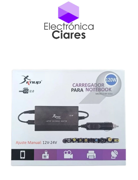 cargador universal kp 505a fichas intercambiables voltaje regulable y cargador de auto - comprar online