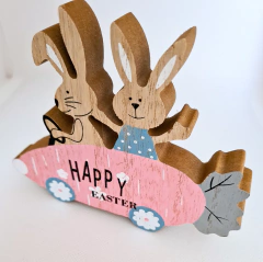 Enfeite Decorativo de Coelhinhos em Madeira - comprar online