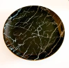 Conjunto de pratos de sobremesa preto marmorizado com borda dourada