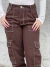 CALÇA CARGO PESPONTO MARROM FEMININA na internet