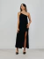 VESTIDO YOU MIDI ASSIMÉTRICO COM FENDA PRETO - comprar online