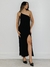 VESTIDO YOU MIDI ASSIMÉTRICO COM FENDA PRETO