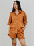 CAMISÃO ALFAIATARIA LINHO MANGA 3/4 CARAMELO