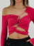 CROPPED COLOR CUT-OUT MANGA LONGA ROSA - loja online