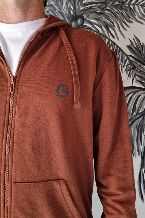 Campera Rustica Cierre Completo y Capucha Tostado - comprar online