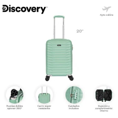 Valija Cabina Carry On 20 Pulgadas C/Azul - Verde - Discovery