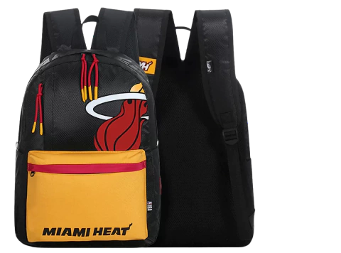 Mochila Escolar/Urbana Miami Heat Negro/Amarillo Licencia Oficial - NBA