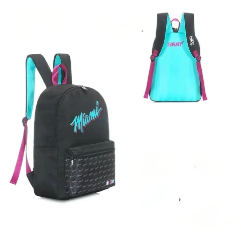 Mochila Escolar/Urbana Miami Heat Negro/Turquesa Licencia Oficial - NBA
