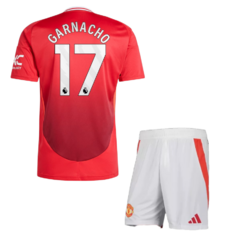 Kit Manchester United Titular 2024/25 #17 Garnacho Infantil - Adidas