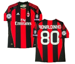 Camiseta AC Milan Titular 2010/11 #80 Ronaldinho + Parches UEFA Champions League - Adidas