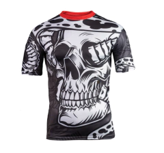 Remera Rashguard Crossed Skull B/n Rojo - Adulto