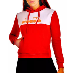 Buzo Hoodie Deportivo Diadora C/ Rojo - Mujer