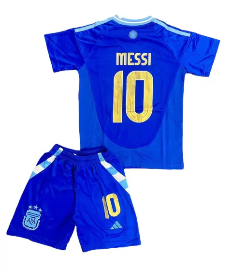 Kit Conjunto Camiseta + Short Argentina Copa América Suplente 2024 Adidas + Messi 10 + Futbol + Infantil