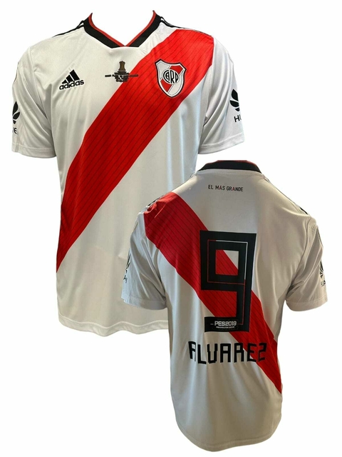Camiseta River Plate Titular 2018 #9 Alvarez + Parches Final Libertadores - Adidas